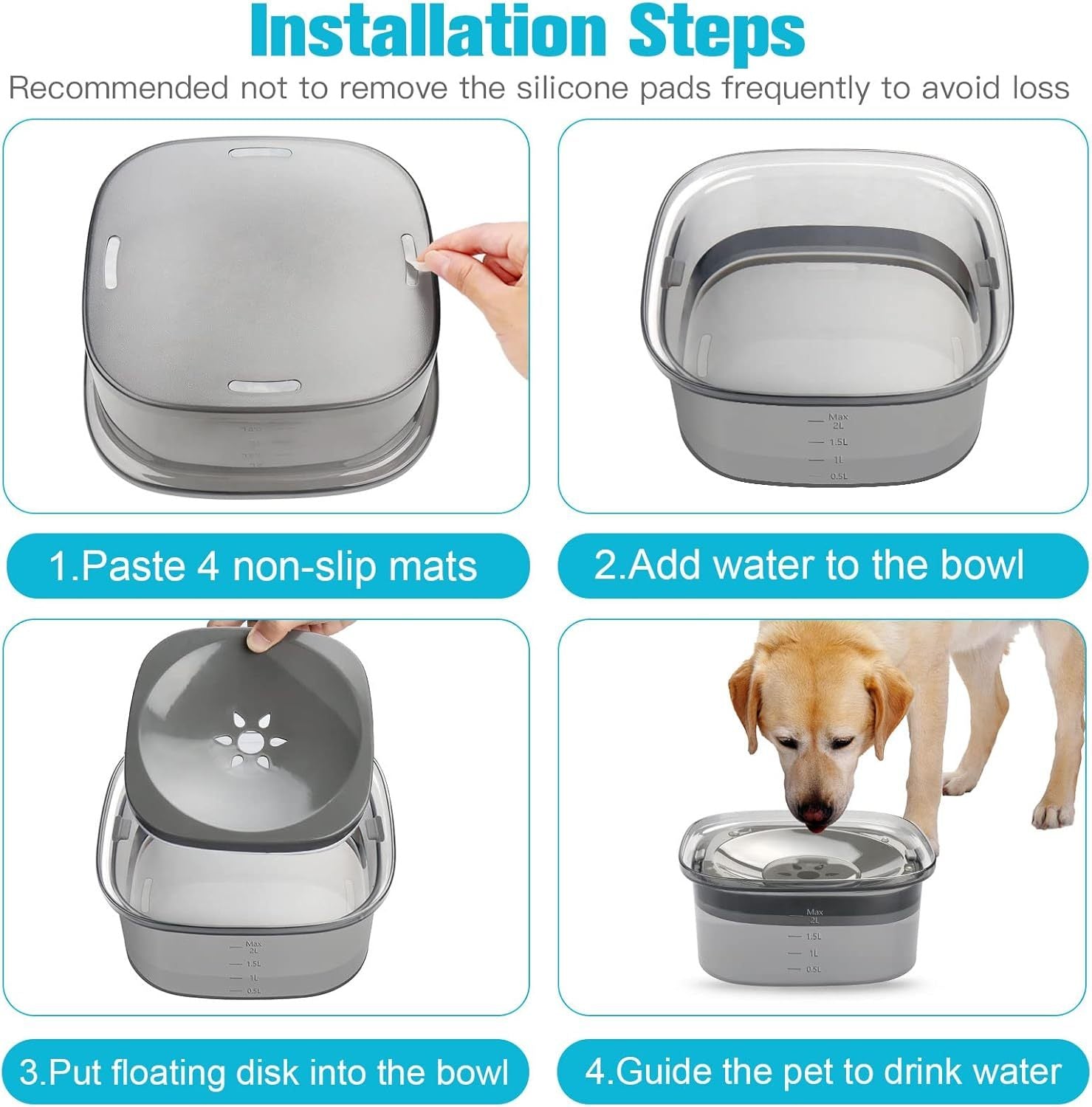 Travel-Friendly Dog Water Bowl – Large 2L Capacity