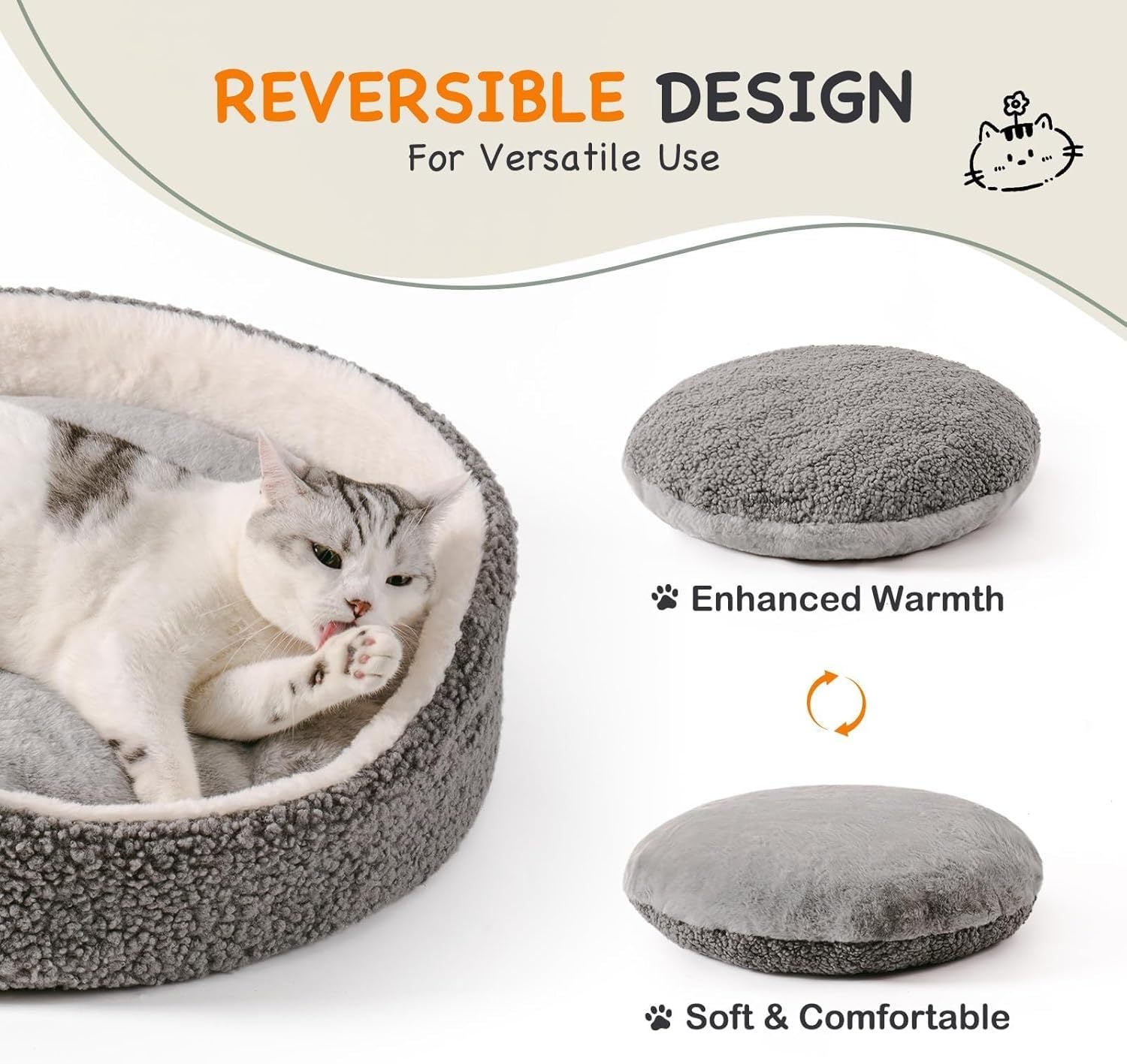 Comfortable Round Bed for Small Dogs & Cats