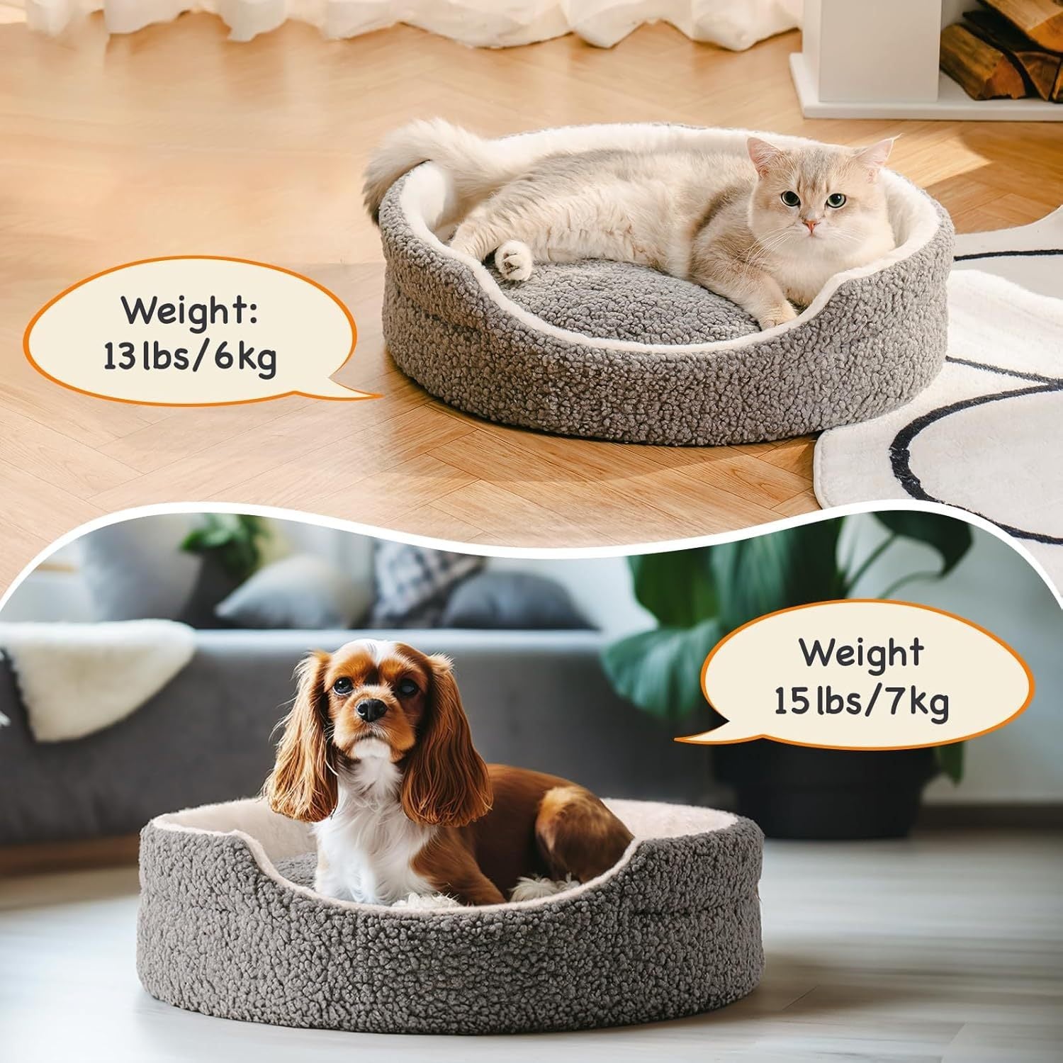 Comfortable Round Bed for Small Dogs & Cats