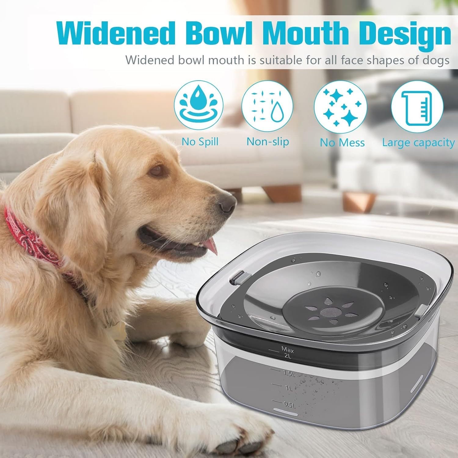 Travel-Friendly Dog Water Bowl – Large 2L Capacity